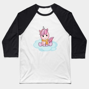 An adorable unicorn riding on a cloud Baseball T-Shirt